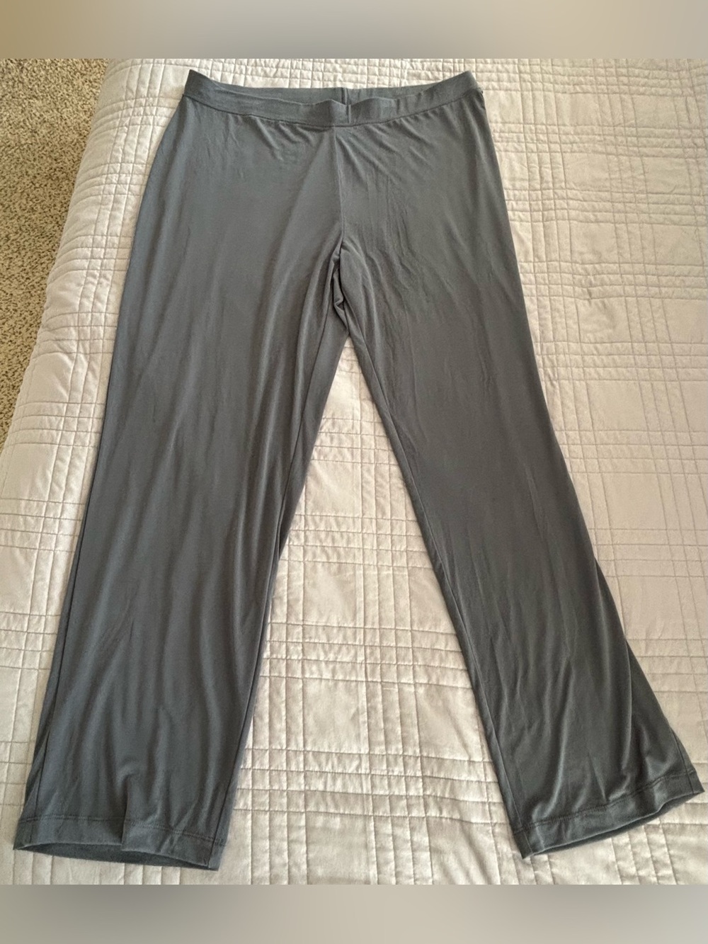 Susan Graver Liquid Knit Gray Straight-Leg Pull-On Pants